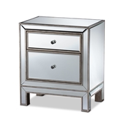 Baxton Studio Fadri Contemporary Glam and Luxe Mirrored 2-Drawer End Table